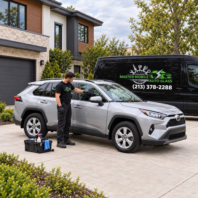 Side window replacement by a Master Mobile Auto Glass technician in Tarzana, CA