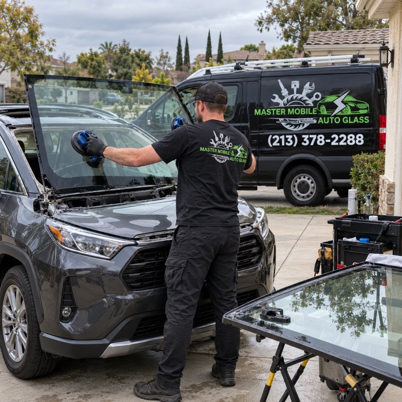 Windshield replacement by a Master Mobile Auto Glass technician in Tarzana, CA